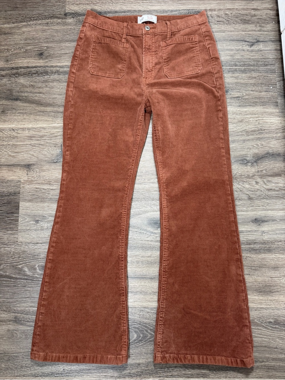 GAP 70s Flare High Rise Corduroy Pants Rust Brown Size 8 Petite 29P